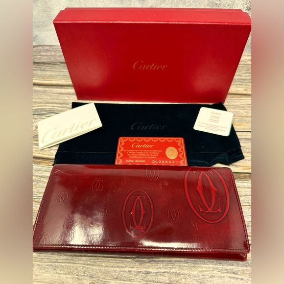 Cartier Handbags - Cartier Red Glossy Long Leather Happy Birthday Wallet GUC Dust Bag, Box, Cards​​